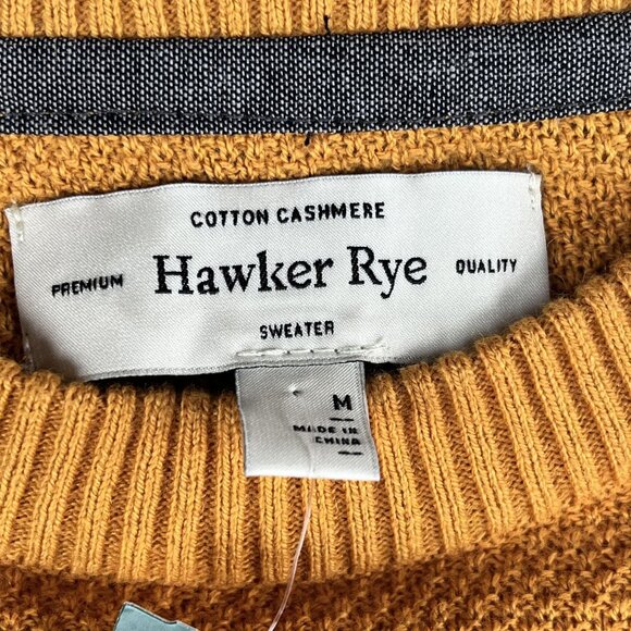 NWT Hawker Rye Mens Cotton Cashmere Textured Honey Gold Sweater Sz Medium - Picture 6 of 6